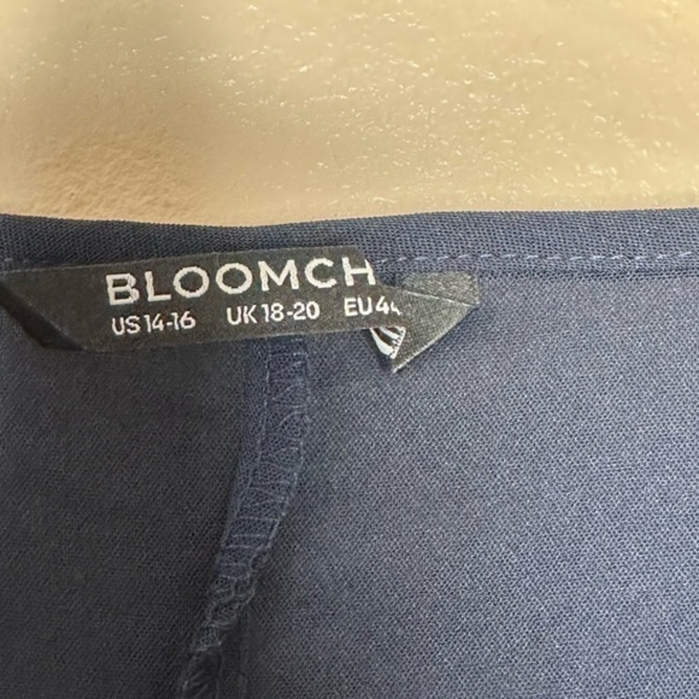 Bloomchic Navy Blue Solid Lace Trim Button Up Las… - image 4